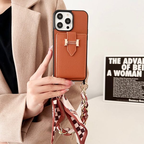 H Card Bag Scarves Leather iPhone Case - 图片 11