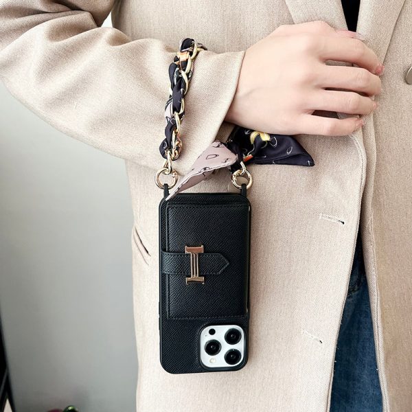H Card Bag Scarves Leather iPhone Case - 图片 11