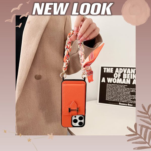 H Card Bag Scarves Leather iPhone Case - 图片 9