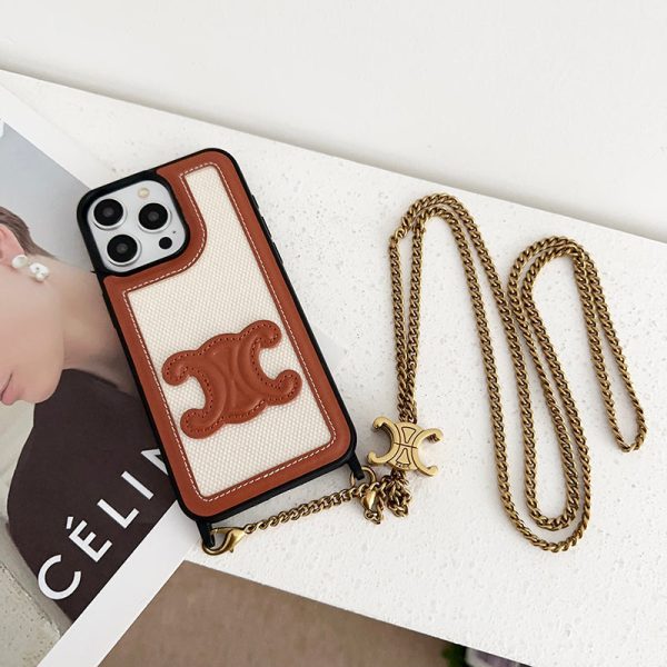 CE Gold Chain Leather iPhone 16 Case - 图片 13