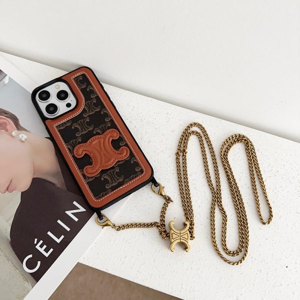 CE Gold Chain Leather iPhone 16 Case - 图片 5
