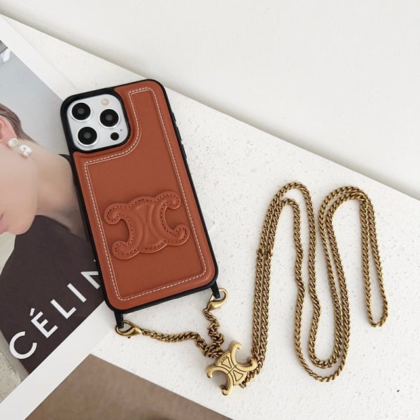 CE Gold Chain Leather iPhone 16 Case - 图片 15