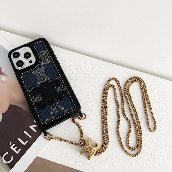 CE Gold Chain Leather iPhone 16 Case - 图片 2