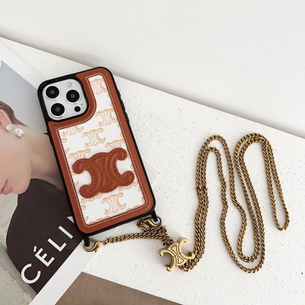 CE Gold Chain Leather iPhone 16 Case - 图片 16