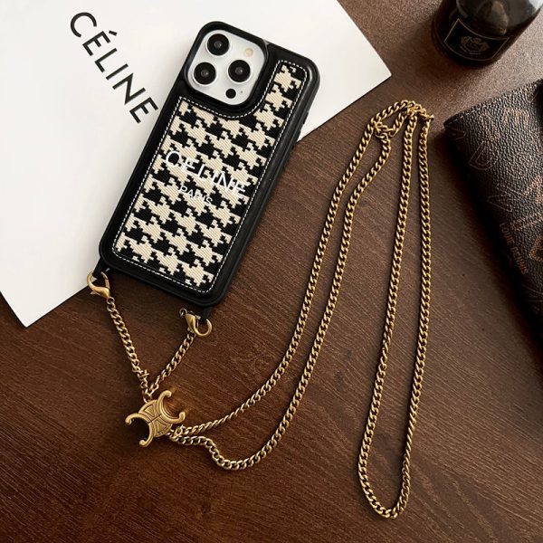 CE Gold Chain Leather iPhone 16 Case - 图片 2