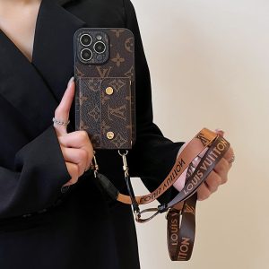Lou Card Bag Chain Brown iPhone Case