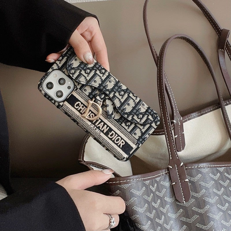 CD Black & Grey Fabric Card Bag iPhone Case - 图片 4