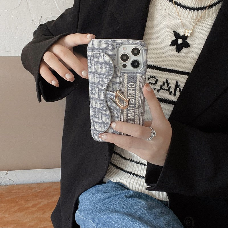 CD Black & Grey Fabric Card Bag iPhone Case - 图片 7