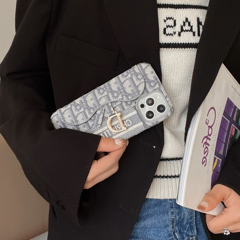 CD Black & Grey Fabric Card Bag iPhone Case - 图片 5