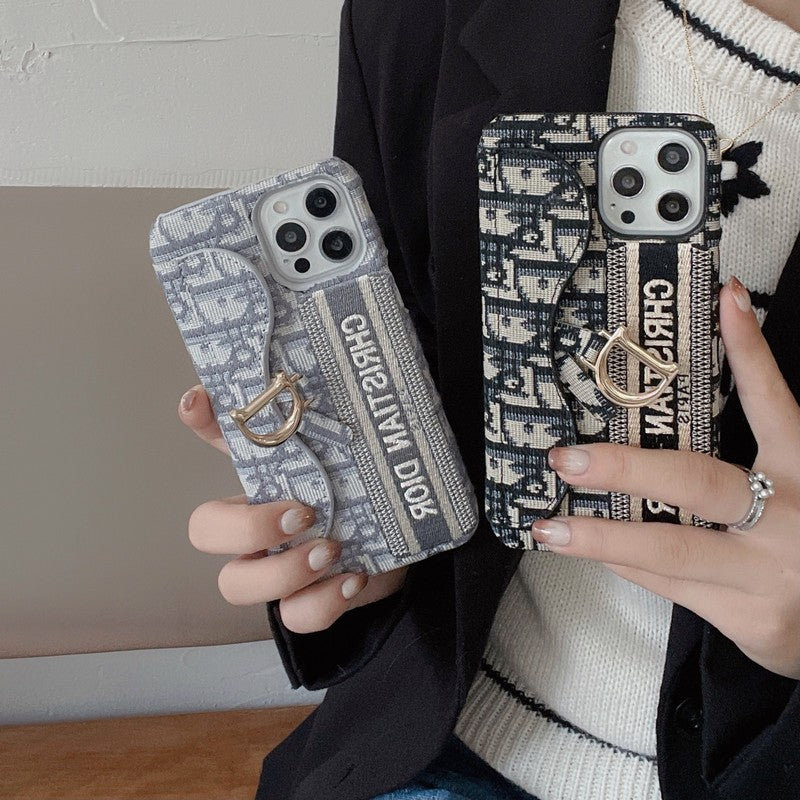 CD Black & Grey Fabric Card Bag iPhone Case - 图片 8