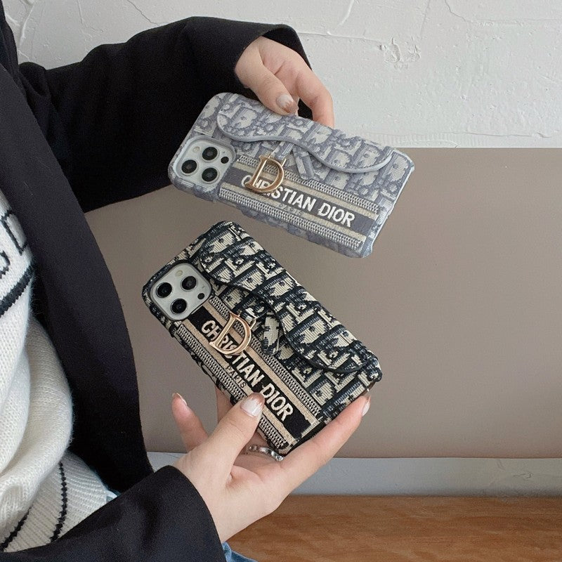 CD Black & Grey Fabric Card Bag iPhone Case - 图片 9