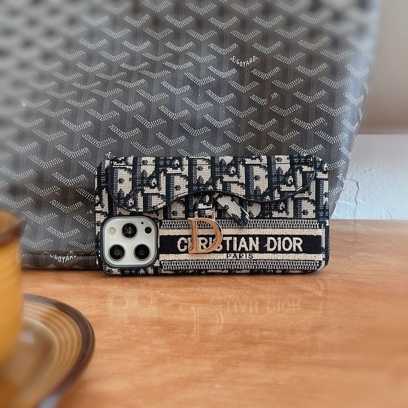 CD Black & Grey Fabric Card Bag iPhone Case - 图片 2