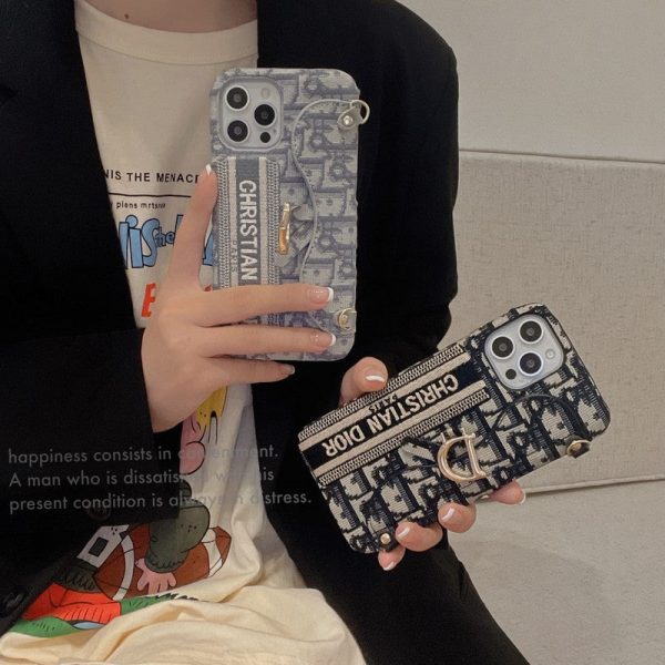 CD Black & Grey Fabric Card Bag Crossbody iPhone Case - 图片 3