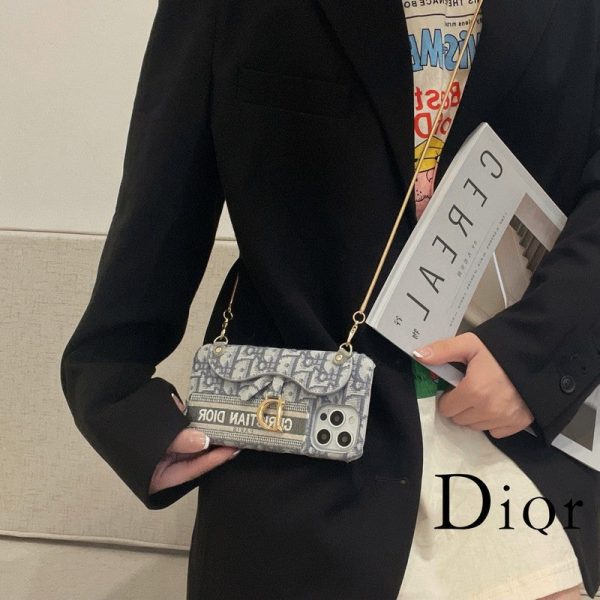 CD Black & Grey Fabric Card Bag Crossbody iPhone Case - 图片 16