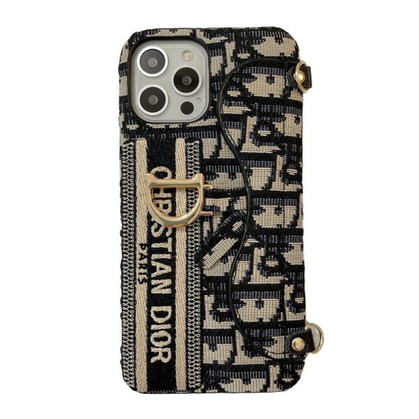 CD Black & Grey Fabric Card Bag Crossbody iPhone Case - 图片 13