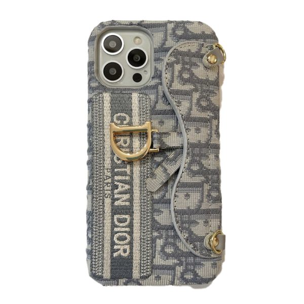 CD Black & Grey Fabric Card Bag Crossbody iPhone Case - 图片 14