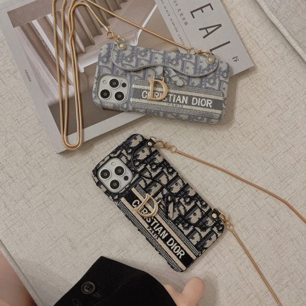 CD Black & Grey Fabric Card Bag Crossbody iPhone Case - 图片 11