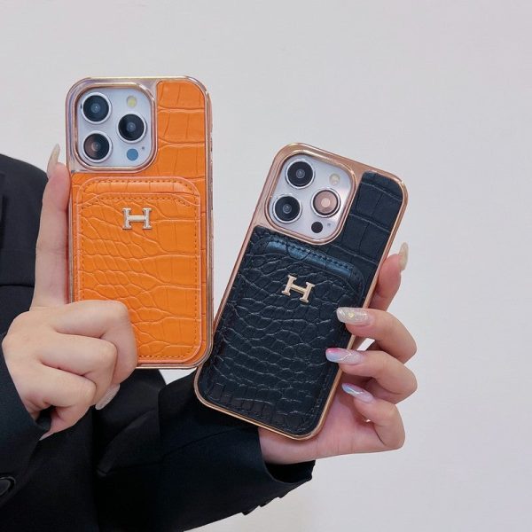 H Rose Gold Leather iPhone Case - 图片 11