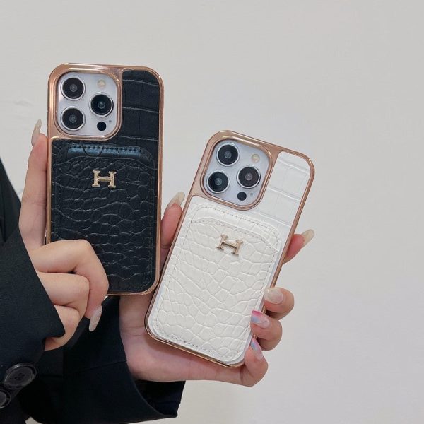 H Rose Gold Leather iPhone Case - 图片 10