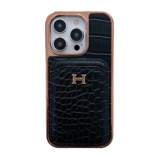 H Rose Gold Leather iPhone Case - 图片 12