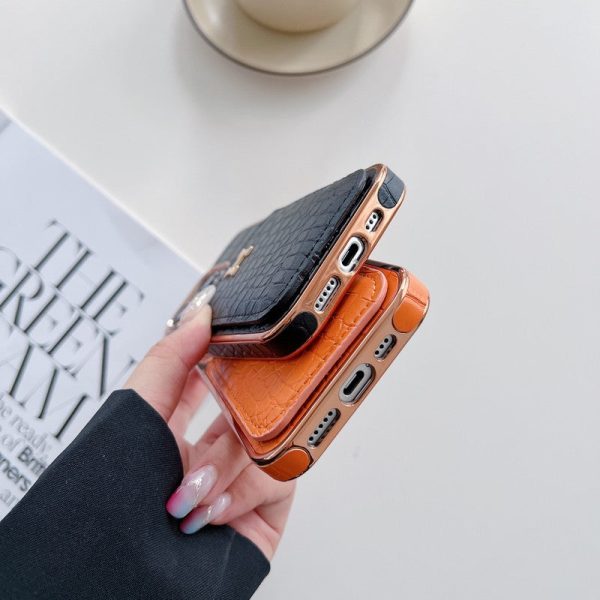 H Rose Gold Leather iPhone Case - 图片 4