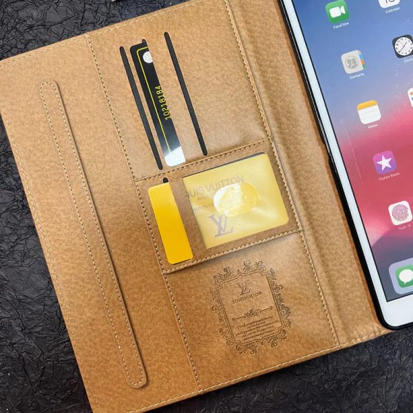 Luxury Canvas Monogram Leather Fresh Summer Theme Pattern Apple iPad case Black - 图片 9