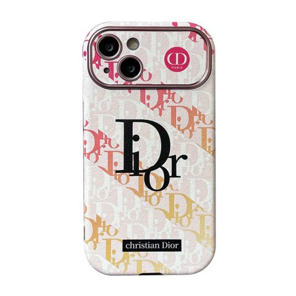 CD White & Brown Color Leather iPhone Case - 图片 24