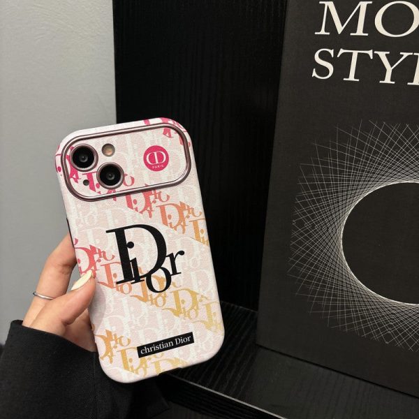 CD White & Brown Color Leather iPhone Case - 图片 5