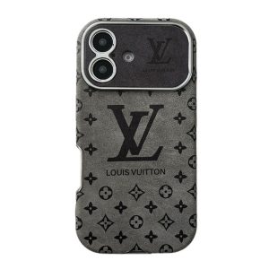 Lou Brown & Black Color Leather iPhone Case