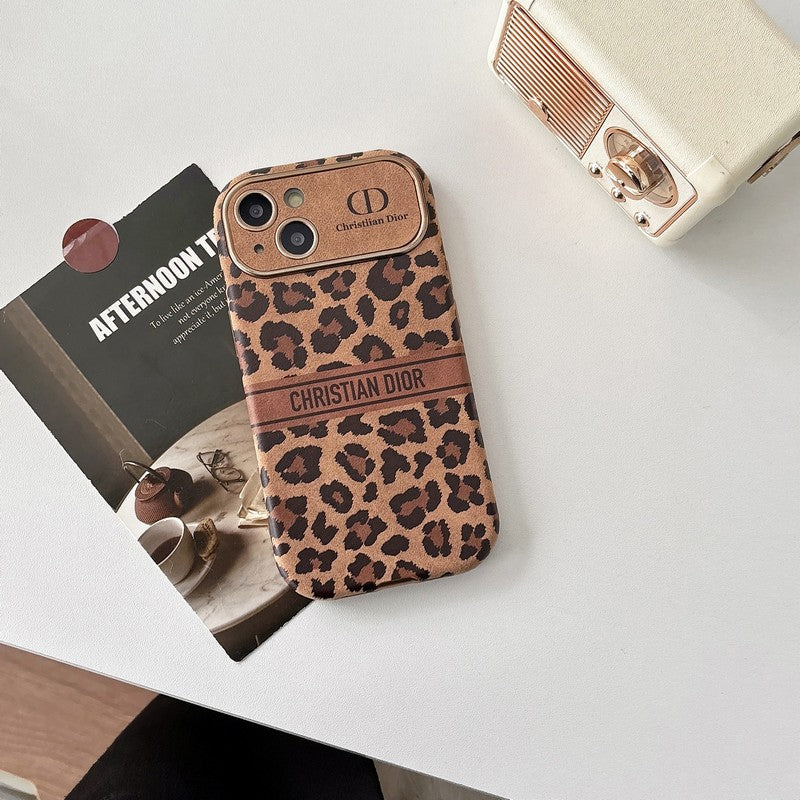 CD Brown Color Leather iPhone Case - 图片 3