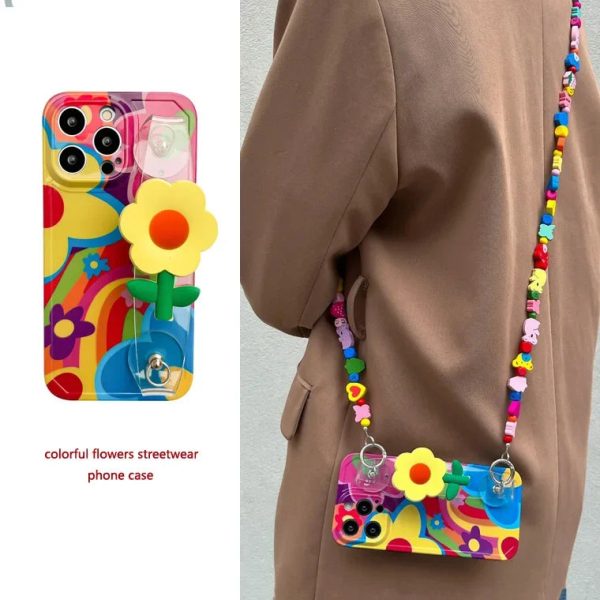 Flower With Lanyard Neck Strap  Silicone  iPhone Case - 图片 8