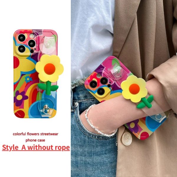 Flower With Lanyard Neck Strap  Silicone  iPhone Case - 图片 2