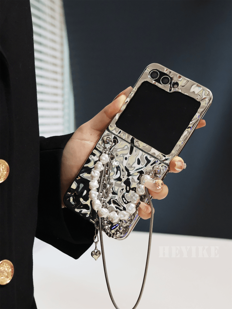 Samsung  Aluminum Alloy Textured Pearl Crossbody Galaxy Z Flip 6/5/4/3 Case - 图片 4