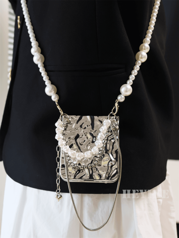 Samsung  Aluminum Alloy Textured Pearl Crossbody Galaxy Z Flip 6/5/4/3 Case - 图片 7