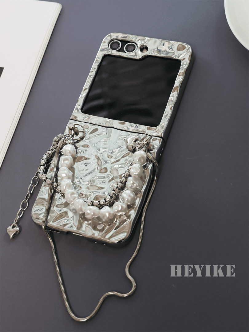 Samsung  Aluminum Alloy Textured Pearl Crossbody Galaxy Z Flip 6/5/4/3 Case - 图片 5