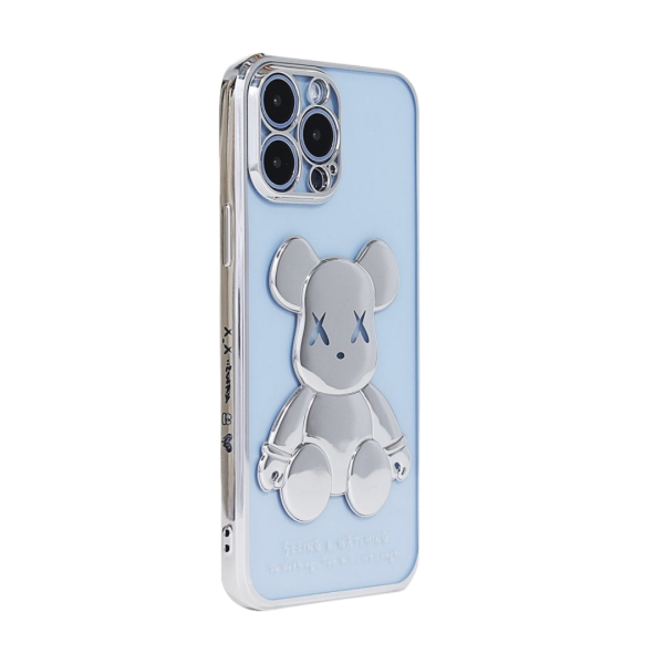 Silver Reflective Bear Transparent iPhone Case - 图片 2