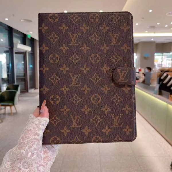 Luxury Canvas Monogram Leather Fresh Summer Theme Pattern Apple iPad case Black - 图片 6