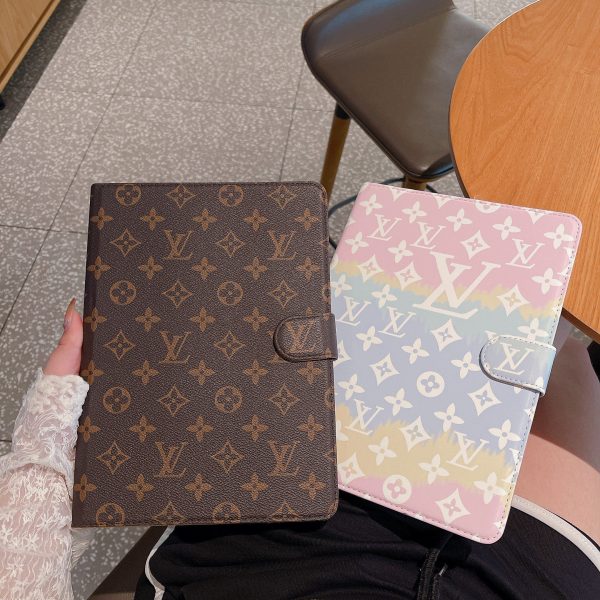 Luxury Canvas Monogram Leather Fresh Summer Theme Pattern Apple iPad case Black - 图片 11