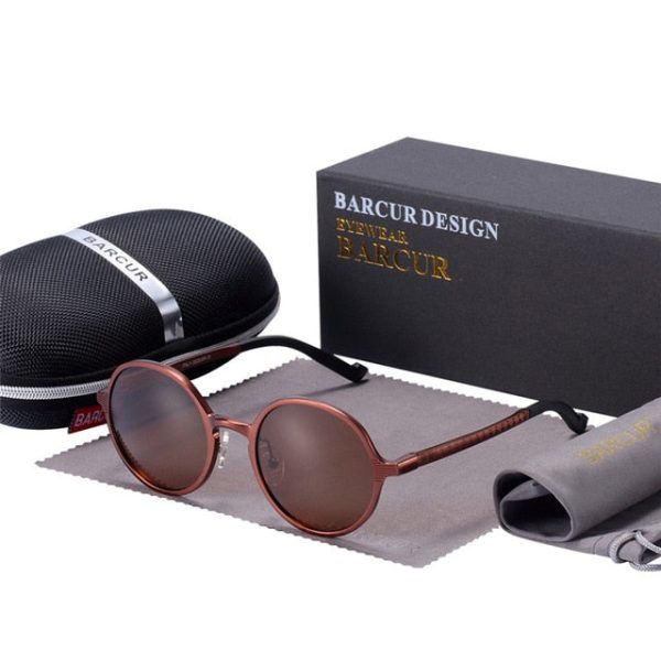 BARCUR Hot Black Goggle Male Round Sunglasses Luxury Brand Men Glasses Retro Vintage Women Sun glasses UV400 Retro Style - 图片 2