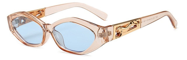 SHAUNA Diamond Sharp Fashion Metal Jumping Cheetah Decoration Fashion Women Small Cat Eye Sunglasses - 图片 24