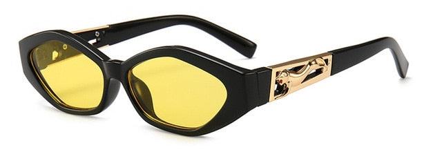 SHAUNA Diamond Sharp Fashion Metal Jumping Cheetah Decoration Fashion Women Small Cat Eye Sunglasses - 图片 17