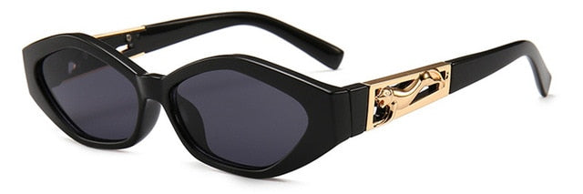 SHAUNA Diamond Sharp Fashion Metal Jumping Cheetah Decoration Fashion Women Small Cat Eye Sunglasses - 图片 18