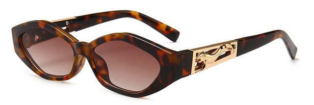 SHAUNA Diamond Sharp Fashion Metal Jumping Cheetah Decoration Fashion Women Small Cat Eye Sunglasses - 图片 11