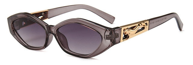 SHAUNA Diamond Sharp Fashion Metal Jumping Cheetah Decoration Fashion Women Small Cat Eye Sunglasses - 图片 12