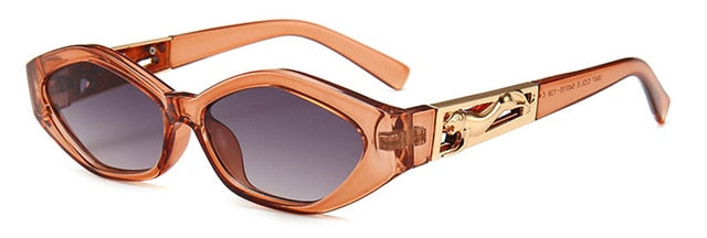 SHAUNA Diamond Sharp Fashion Metal Jumping Cheetah Decoration Fashion Women Small Cat Eye Sunglasses - 图片 3