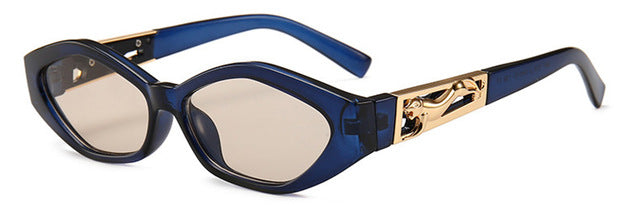 SHAUNA Diamond Sharp Fashion Metal Jumping Cheetah Decoration Fashion Women Small Cat Eye Sunglasses - 图片 15