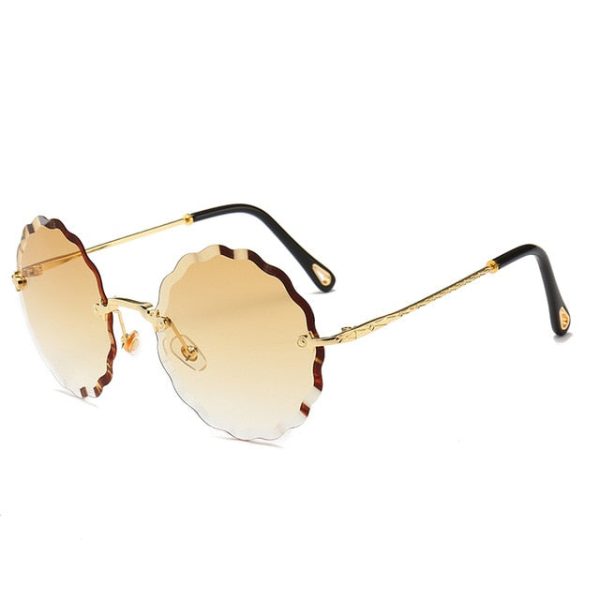 Luxury Round Sunglasses Women Brand Designer Rimless Sun Glasses for Female Tint Fashion Rosie Eyewear - 图片 15