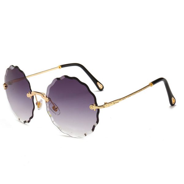 Luxury Round Sunglasses Women Brand Designer Rimless Sun Glasses for Female Tint Fashion Rosie Eyewear - 图片 18