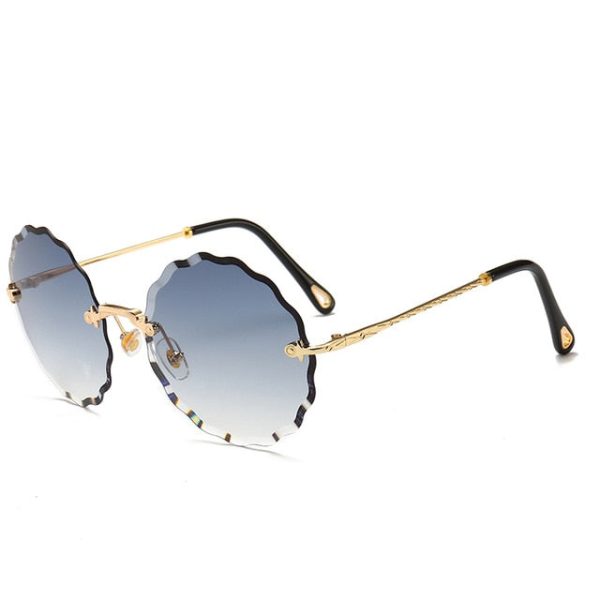 Luxury Round Sunglasses Women Brand Designer Rimless Sun Glasses for Female Tint Fashion Rosie Eyewear - 图片 11