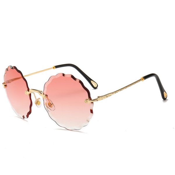 Luxury Round Sunglasses Women Brand Designer Rimless Sun Glasses for Female Tint Fashion Rosie Eyewear - 图片 13